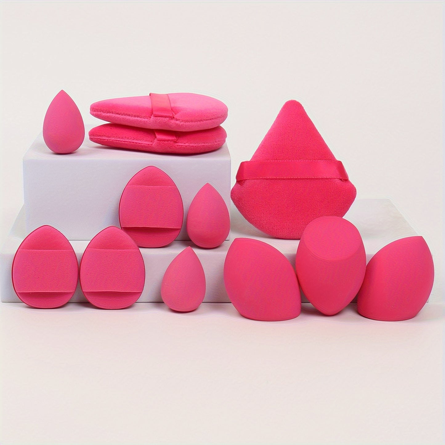 12-Piece All-Purpose Makeup Sponge Puff Set, Includes 3 Powder Puffs, 3 Mini Air Cushion Puffs, 3 Beauty Blenders & 3 Mini Beauty Blenders, Ideal For All Skin Types