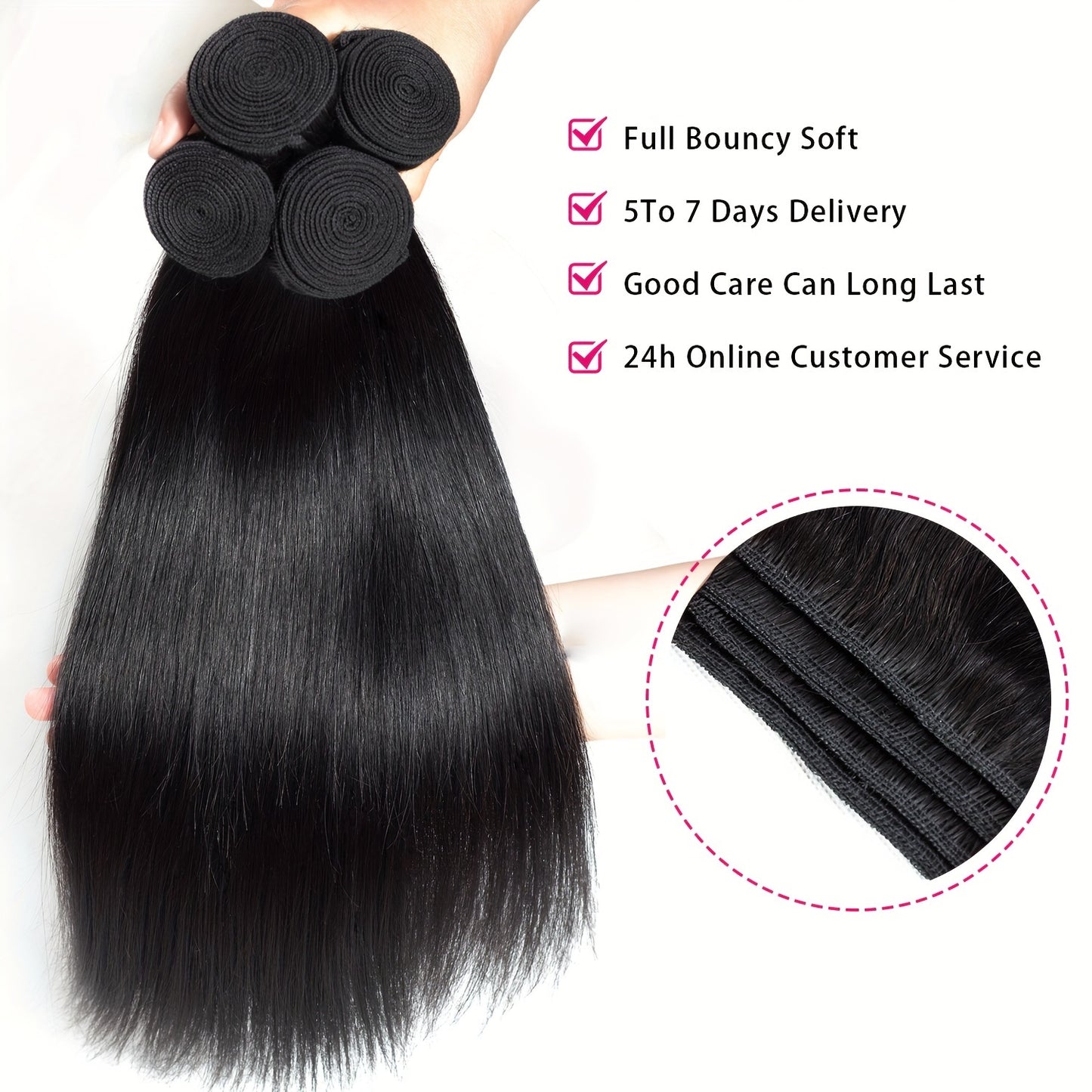 10A Human Hair Bundles Straight Hair Bundles Brazilian Straight Human Hair Bundles Unprocessed Virgin Weave 1 Bundles Human Hair Raw Remy Hair Bundles Deals Natural Black