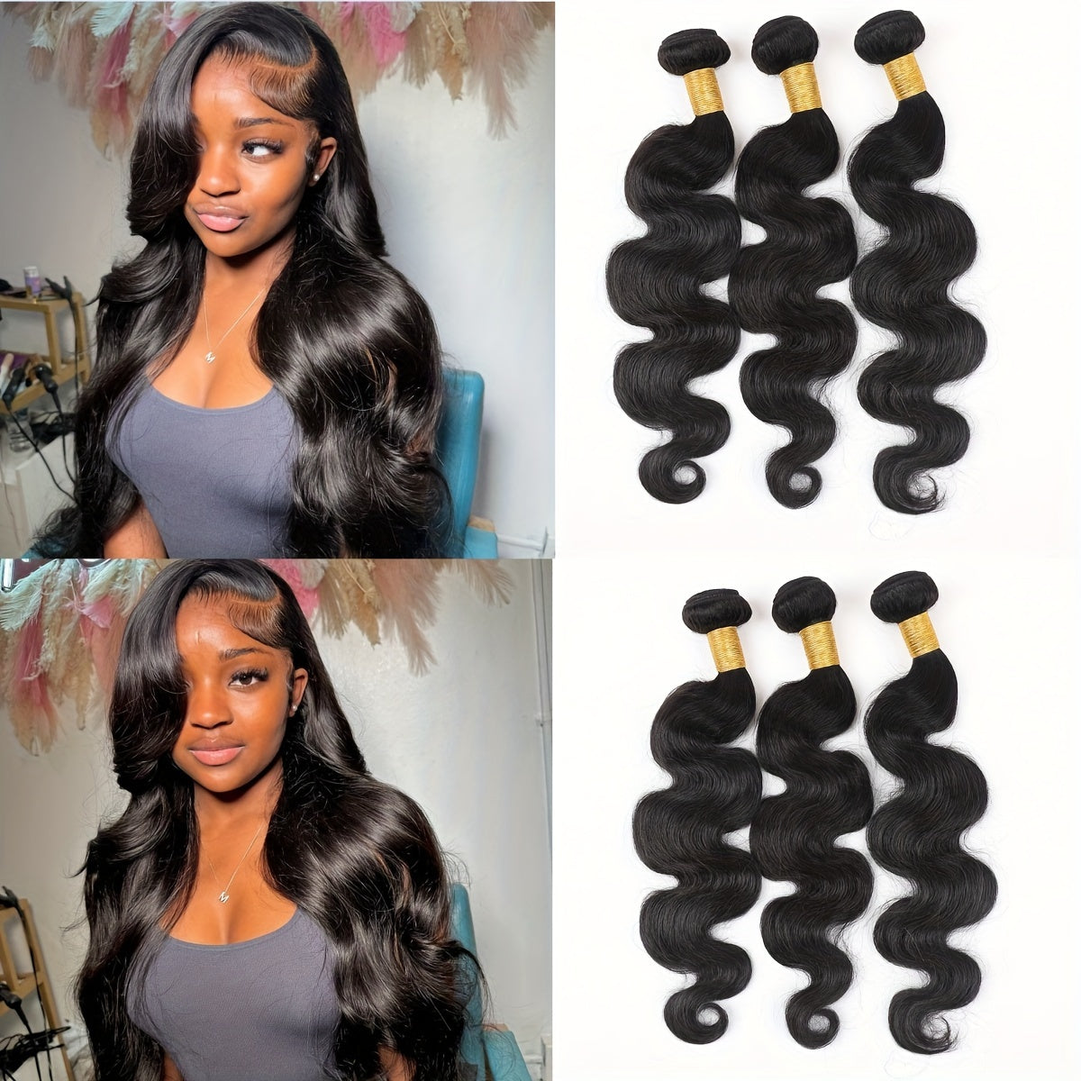 12A Brazilian Body Wave Human Hair Bundles With Frontal Closure Straight Bundles Human Hair With Frontal 100% Unprocessed Virgin Hair Weave 3 Bundles With HD Lace Frontal