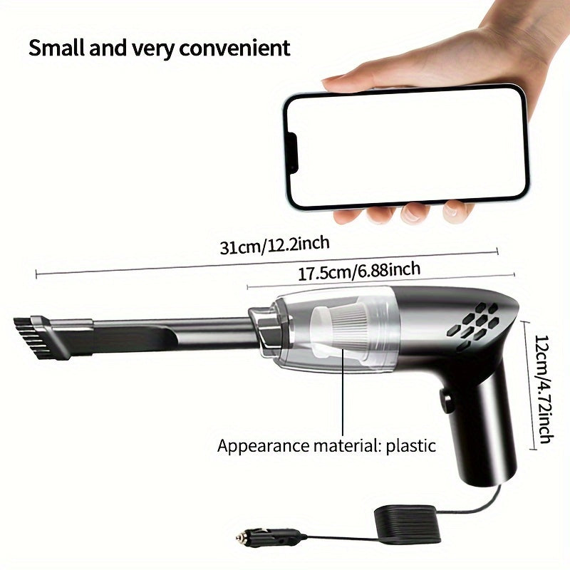 12V Powerful Car Handheld Vacuum Cleaner - Super Suction, Lightweight, Portable, Easy-to-Use, Cordless Design for Car Interior, Home, Office, Pet Hair, Crumbs, and Debris Cleaning - Mini Home Vacuum with High-Power Motor