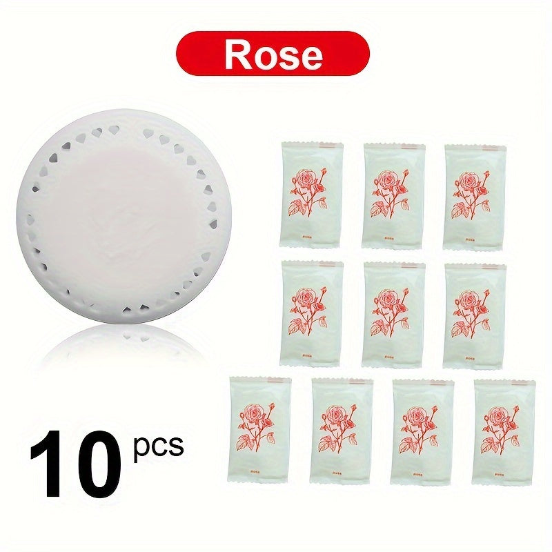 10pcs Long-Lasting Aromatherapy Air Fresheners with Extra Shell - Fragrant Solid Deodorizer Tablets for Home, Car, Bathroom, Bedroom, Wardrobe, and Toilet Odor Removal, Cherry blossoms, roses,Lavender Balm Compressed Incense