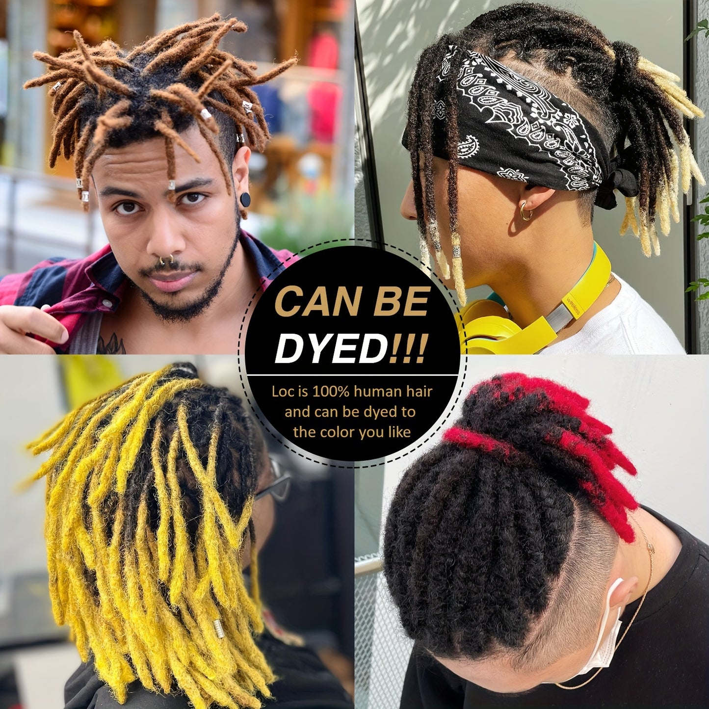 0.4 cm and 0.6 cm Thickness Pre Colored 100% Real Human Hair Dreadlock Extensions for Man/Women Full Handmade Permanent Loc Extensions Bundles Can Be Dyed Bleached Curled Twisted
