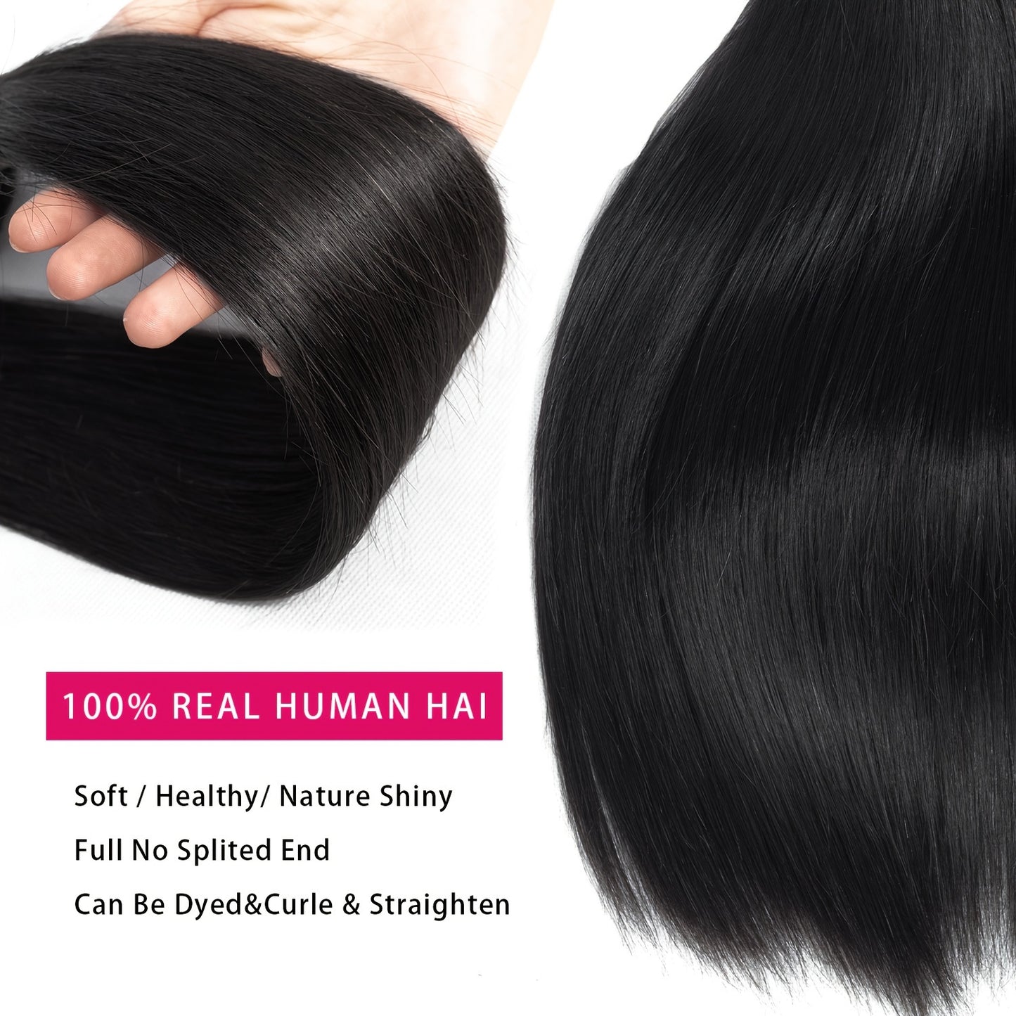 10A Human Hair Bundles Straight Hair Bundles Brazilian Straight Human Hair Bundles Unprocessed Virgin Weave 1 Bundles Human Hair Raw Remy Hair Bundles Deals Natural Black