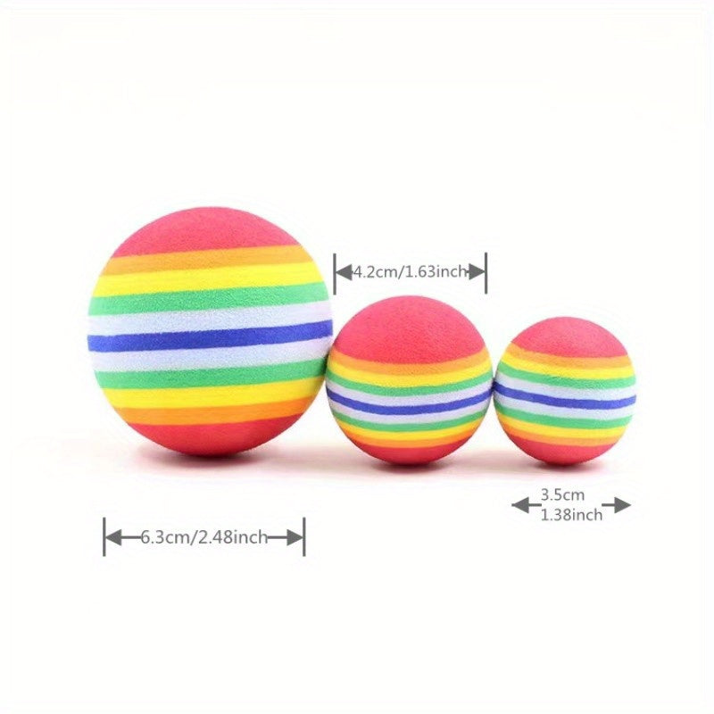 10pcs Rainbow Ball Pet Toy - Colorful Fun for Cats and Small Dogs Entertainment