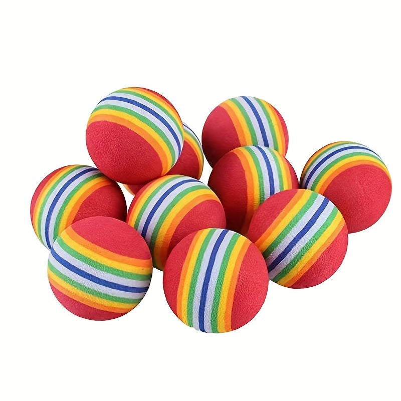 10pcs Rainbow Ball Pet Toy - Colorful Fun for Cats and Small Dogs Entertainment