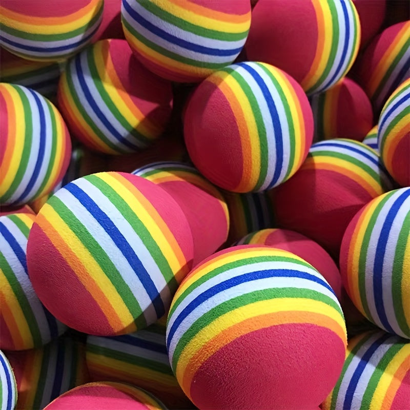 10pcs Rainbow Ball Pet Toy - Colorful Fun for Cats and Small Dogs Entertainment