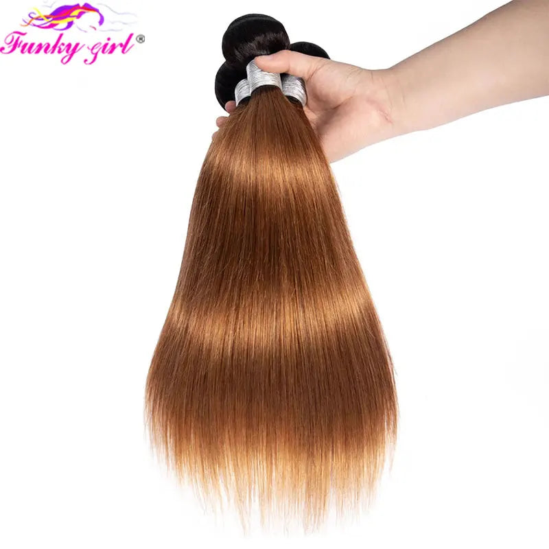 10A Hair Brazilian Bone Straight Hair 1B/30 Human Hair Weave Bundles Two Toned Hair Bundles Ombre Straight Hair 3 Pcs Extensions