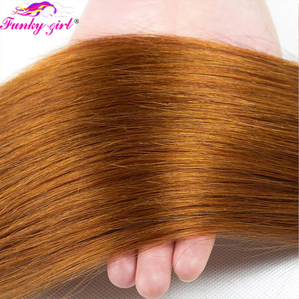 10A Hair Brazilian Bone Straight Hair 1B/30 Human Hair Weave Bundles Two Toned Hair Bundles Ombre Straight Hair 3 Pcs Extensions
