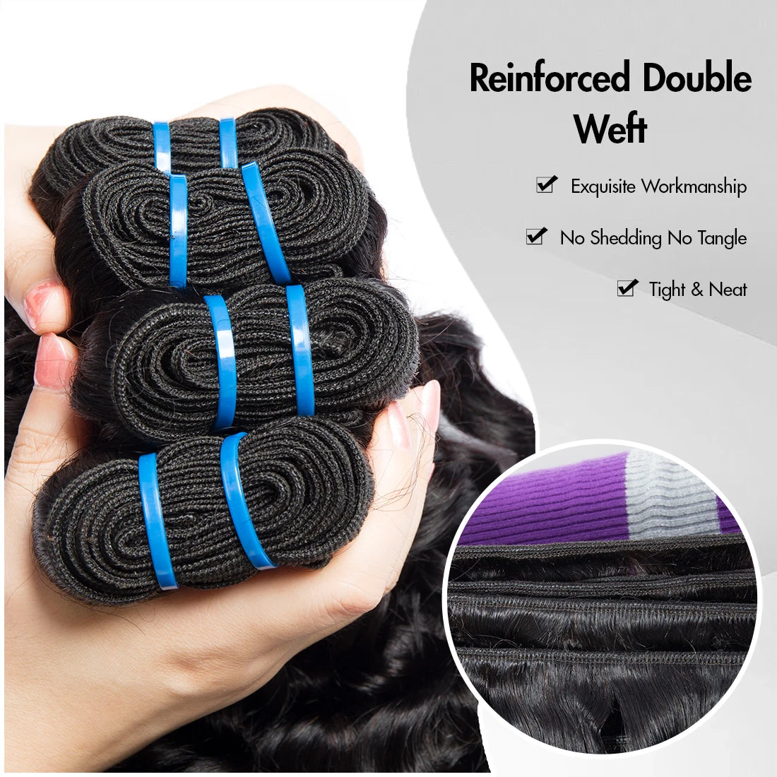 100% Human Hair Bundles 12A Unprocessed Water Wave Bundles Human Hair Weaving Maxine Wet and Wavy Curly Hair Bundles Extensions