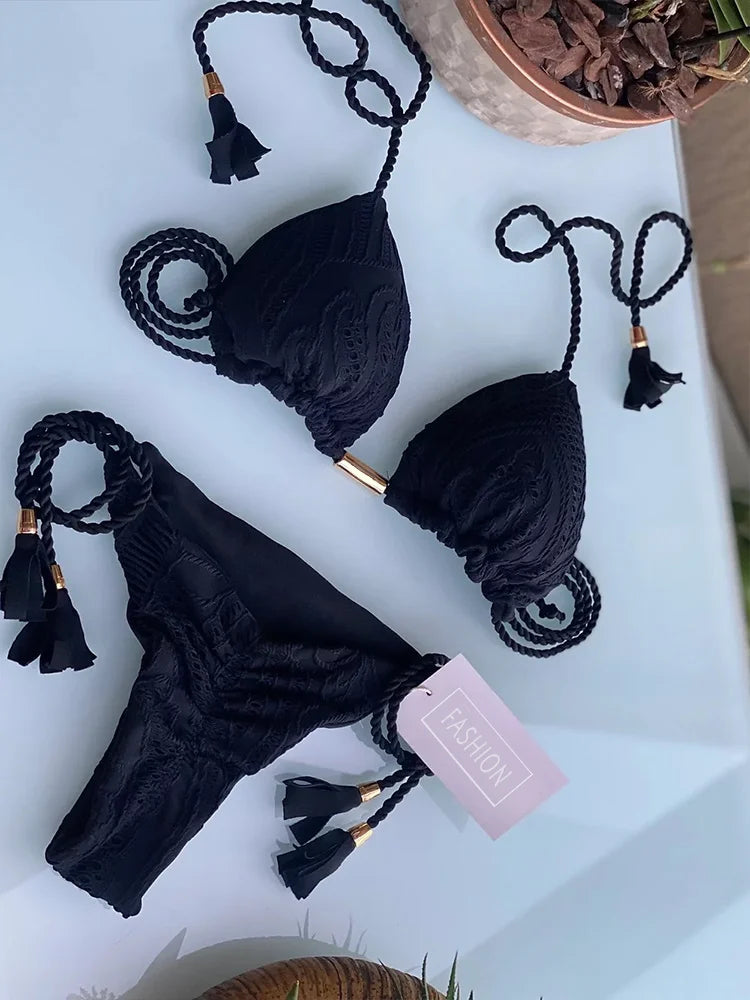 ZRTAK Pink Bikinis Triangle Biquinis Feminino Swimsuit String Bikini Sets Push Up Bikinis Women Bathing Suit Solid Swimwear