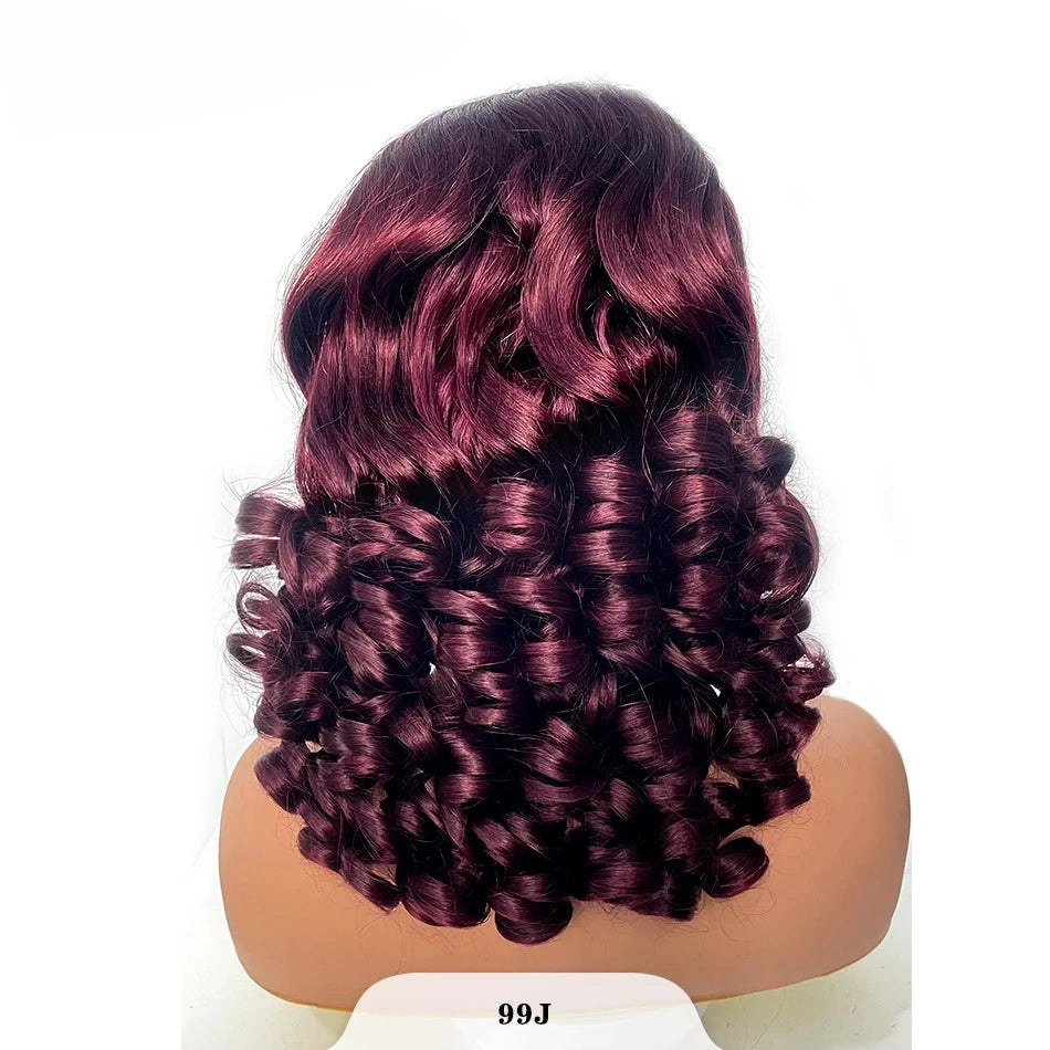13X4 Lace Frontal Wigs 100% Raw Indian Human Hair Super Double Drawn Curly Wigs 250 Density Glueless Ombre Bouncy Curly Loose W