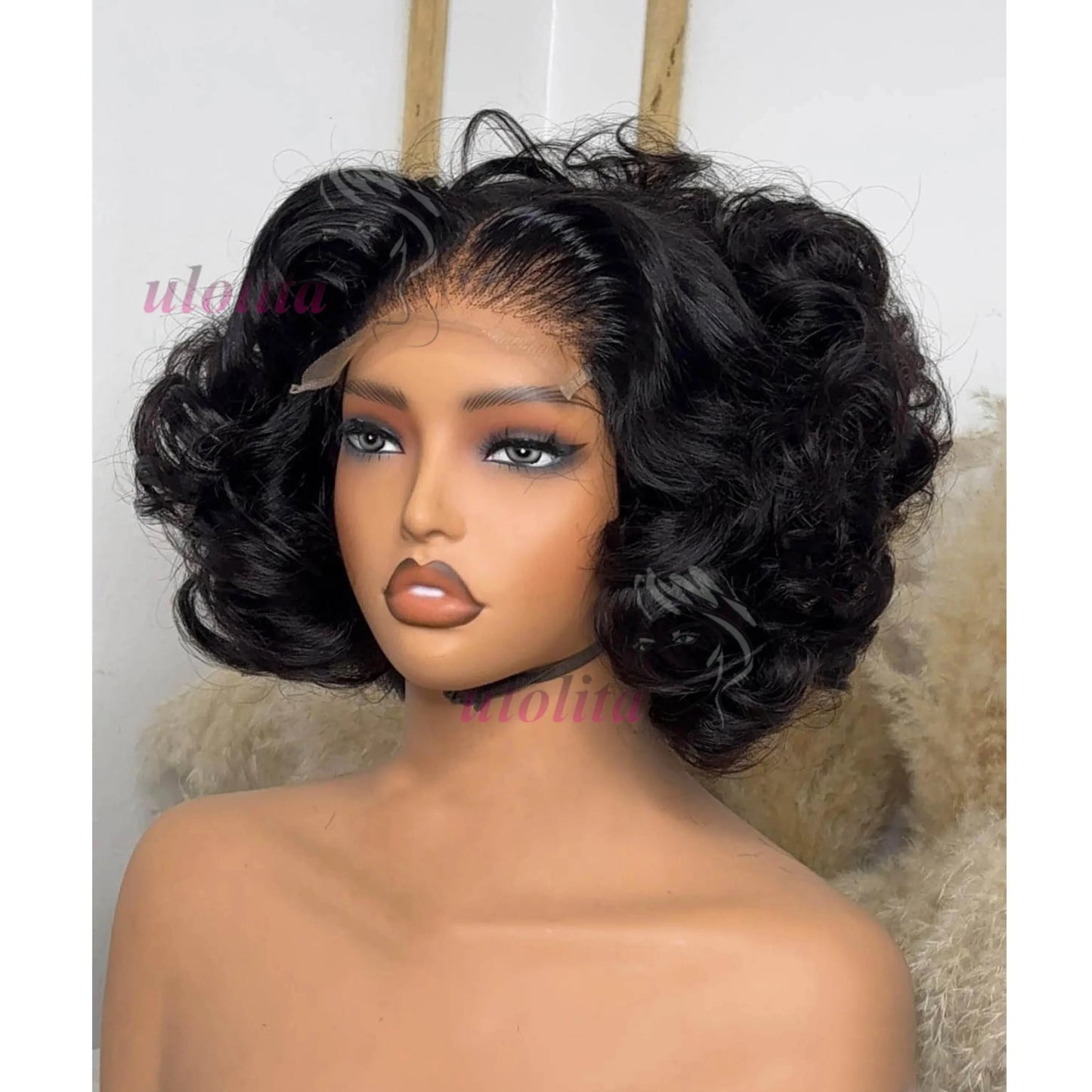 Ombre Chotolate brown Loose Bouncy Wave 4x4 HD Lace Closure Human hair Wigs 100% Vietnamese Hair Wear and Go Glueless Curly Wig