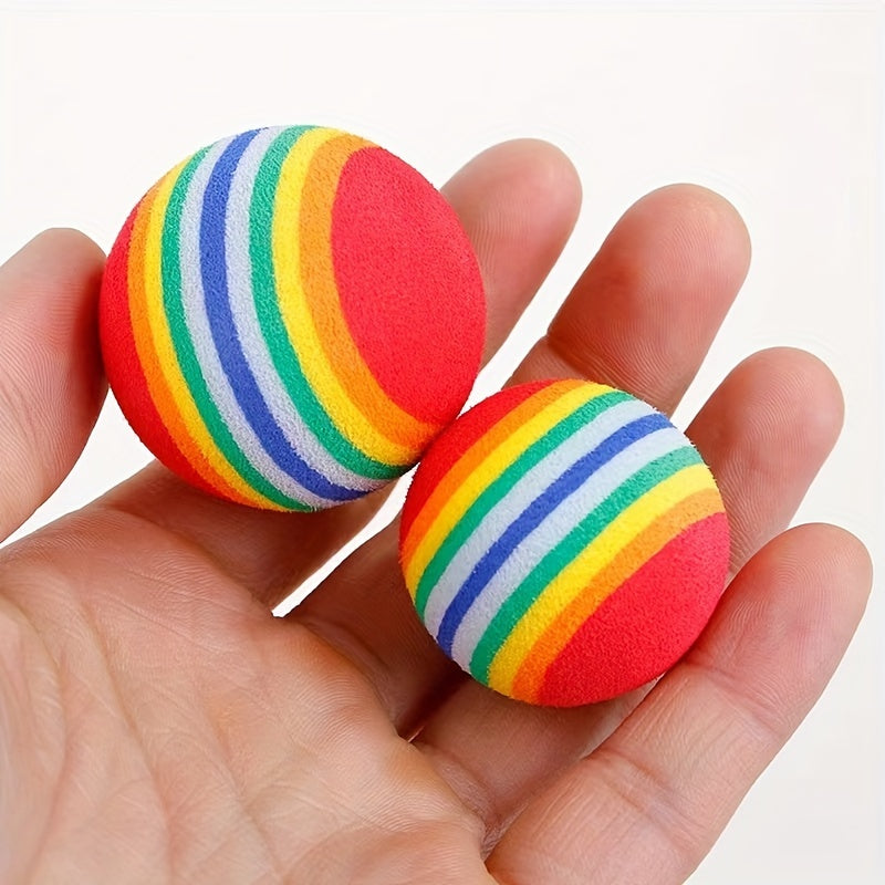 10pcs Rainbow Ball Pet Toy - Colorful Fun for Cats and Small Dogs Entertainment
