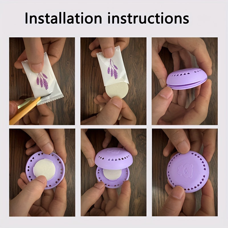 10pcs Long-Lasting Aromatherapy Air Fresheners with Extra Shell - Fragrant Solid Deodorizer Tablets for Home, Car, Bathroom, Bedroom, Wardrobe, and Toilet Odor Removal, Cherry blossoms, roses,Lavender Balm Compressed Incense