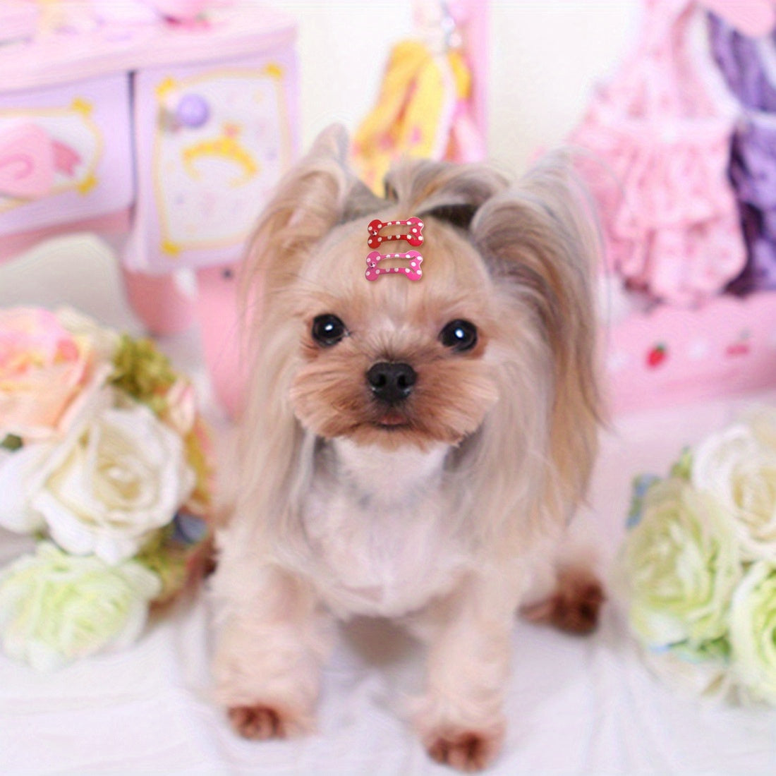 10-Pack of Adorable, Colorful, and Gentle Pet Hair Clips for Easy Grooming - Perfect for Puppies, Kittens, and Small Animals - Durable, Non-Slip, and Easy to Use