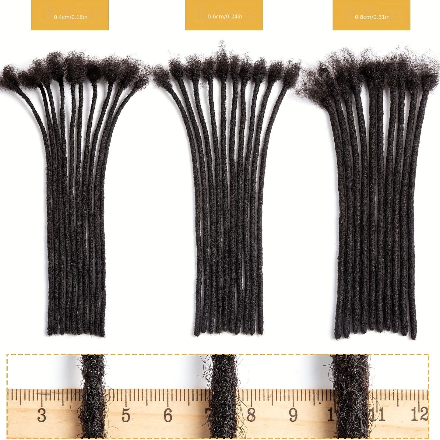 0.4 cm and 0.6 cm Thickness Pre Colored 100% Real Human Hair Dreadlock Extensions for Man/Women Full Handmade Permanent Loc Extensions Bundles Can Be Dyed Bleached Curled Twisted