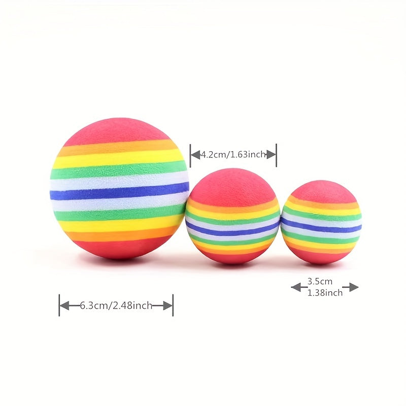 10pcs Rainbow Ball Pet Toy - Colorful Fun for Cats and Small Dogs Entertainment