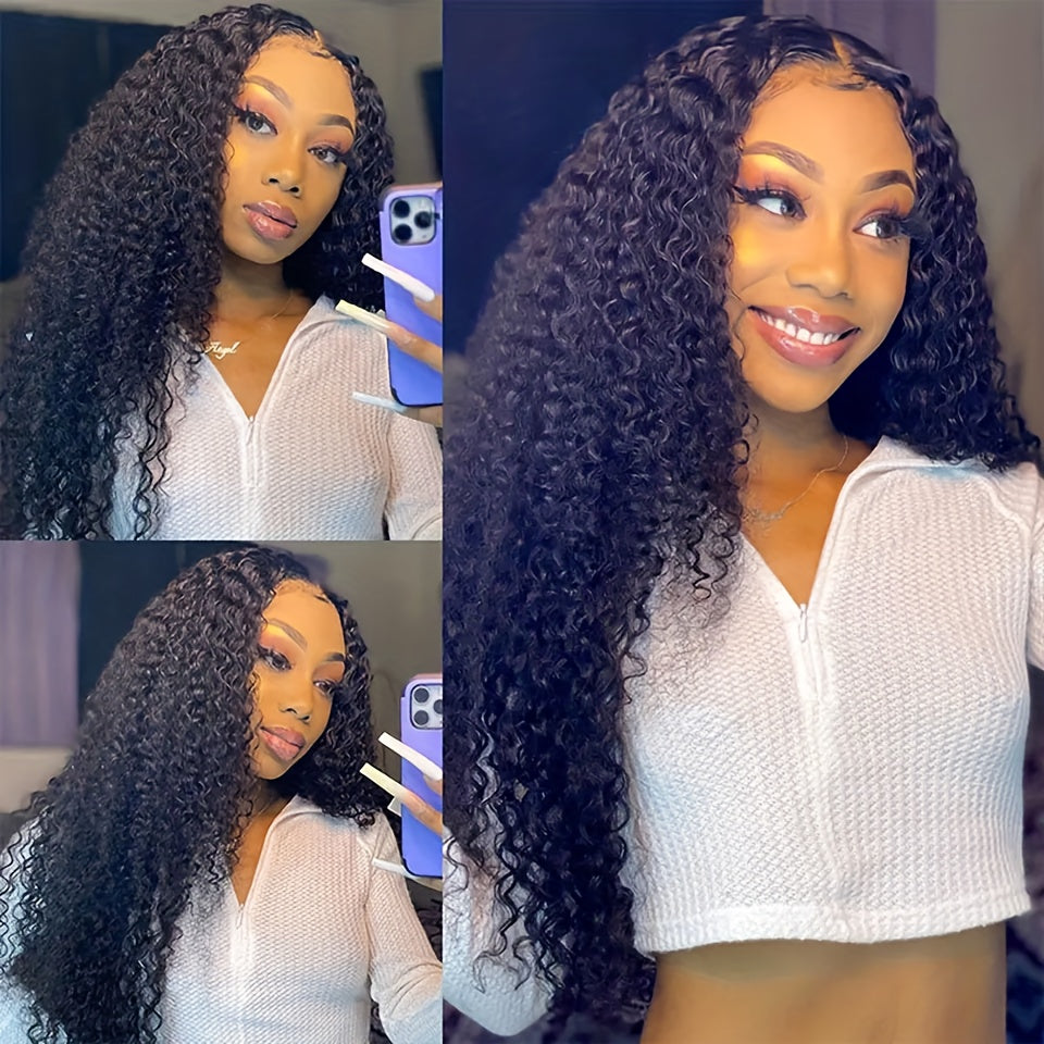 10A Curly Human Hair 3 Bundles Kinky Curly 100% Unprocessed Brazilian Curly Hair Bundles Soft Remy Hair Real Natural Color Human Hair Extensions for Women