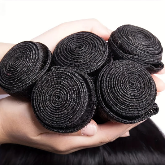 1 3 4 Bundles Weft Human Hair Bundle Straight Real Human Hair Bundles Straight Unprocessed Brazilian Virgin 100% Human Hair Extension For Women Natural Color