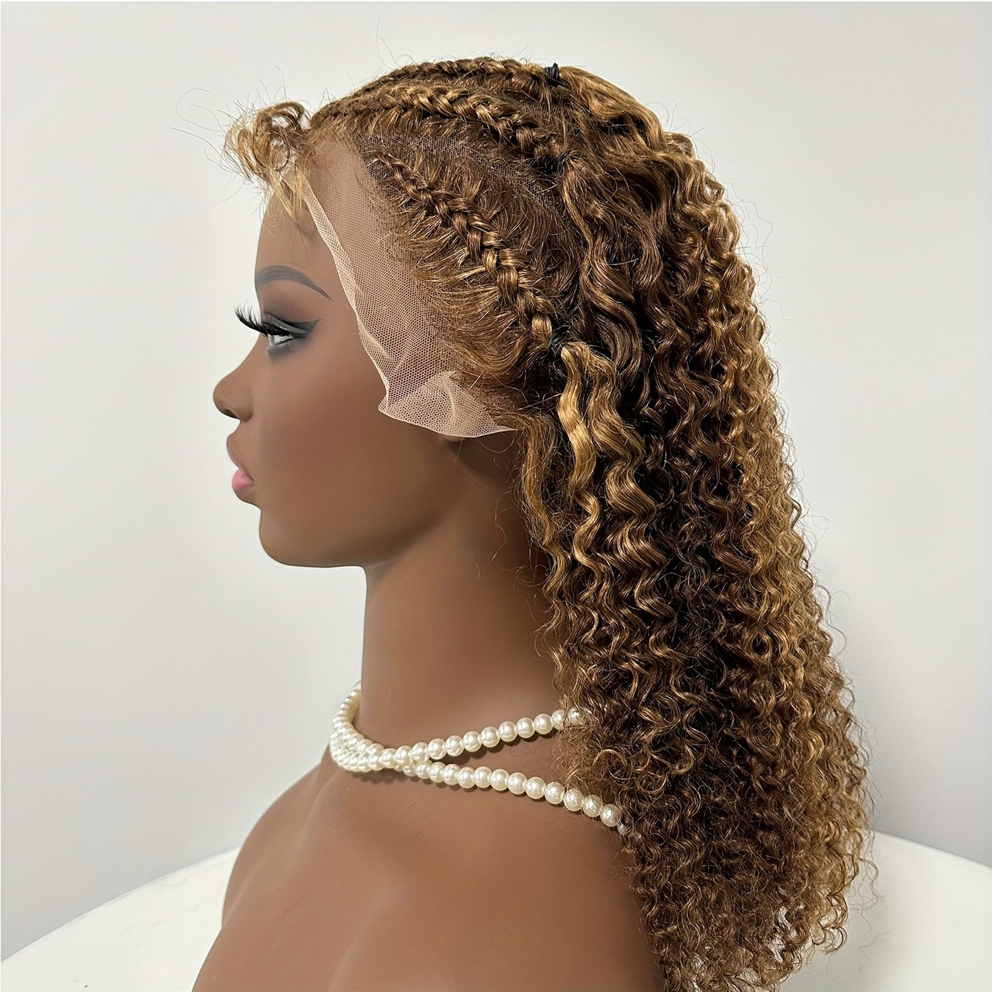[Kinky Curly Lace Wig] 13X4 Lace Front Wigs Human Hair Kinky Curly Bob Wigs for Women - Pre Plucked Pre Braided Natural Hairline Deep Wave Lace Front Wigs - 200% Density 16 Inch
