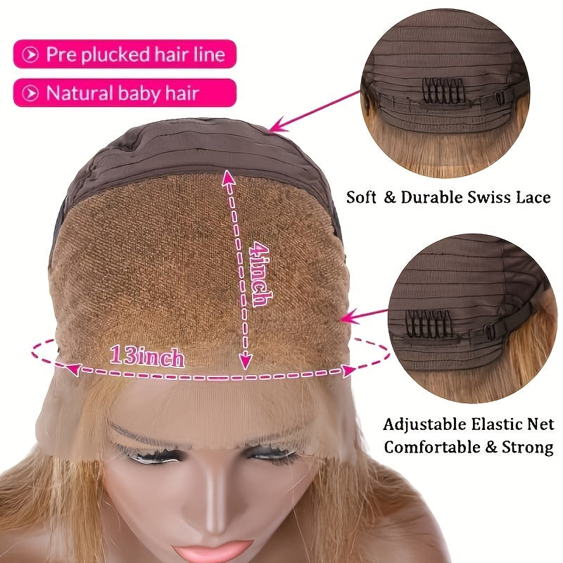 #27 Colored Deep Wave Human Hair Wigs Wear And Go Pre Cut Pre Plucked Glueless Wig Honey Blond Lace Front Wigs