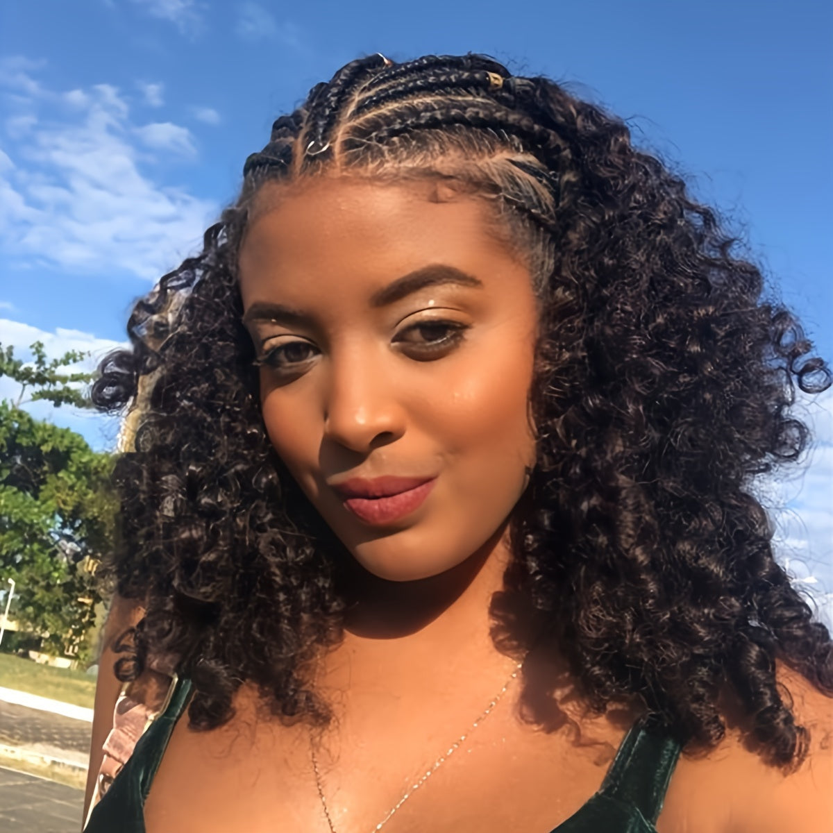 [Kinky Curly Lace Wig] 13X4 Lace Front Wigs Human Hair Kinky Curly Bob Wigs for Women - Pre Plucked Pre Braided Natural Hairline Deep Wave Lace Front Wigs - 200% Density 16 Inch