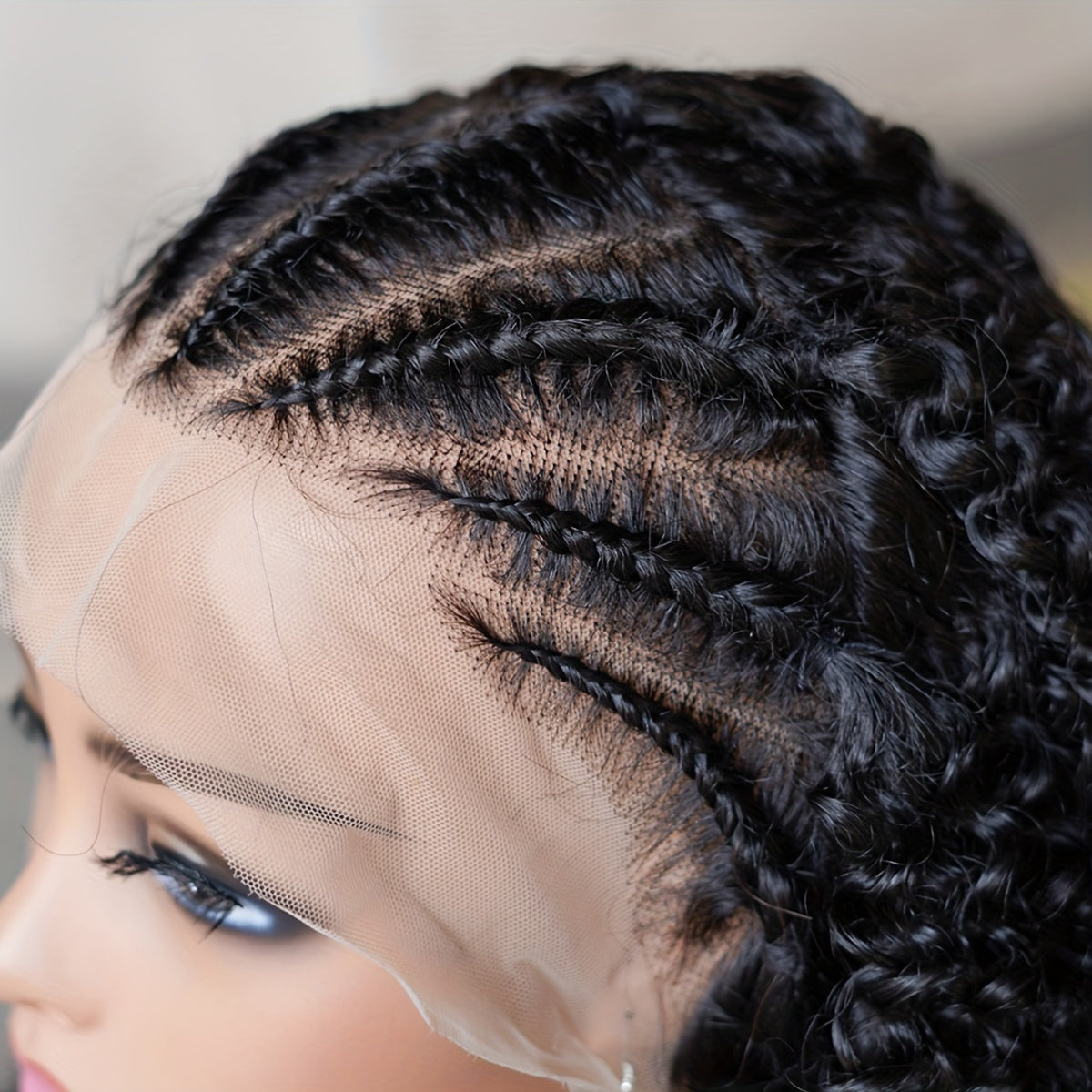[Kinky Curly Lace Wig] 13X4 Lace Front Wigs Human Hair Kinky Curly Bob Wigs for Women - Pre Plucked Pre Braided Natural Hairline Deep Wave Lace Front Wigs - 200% Density 16 Inch