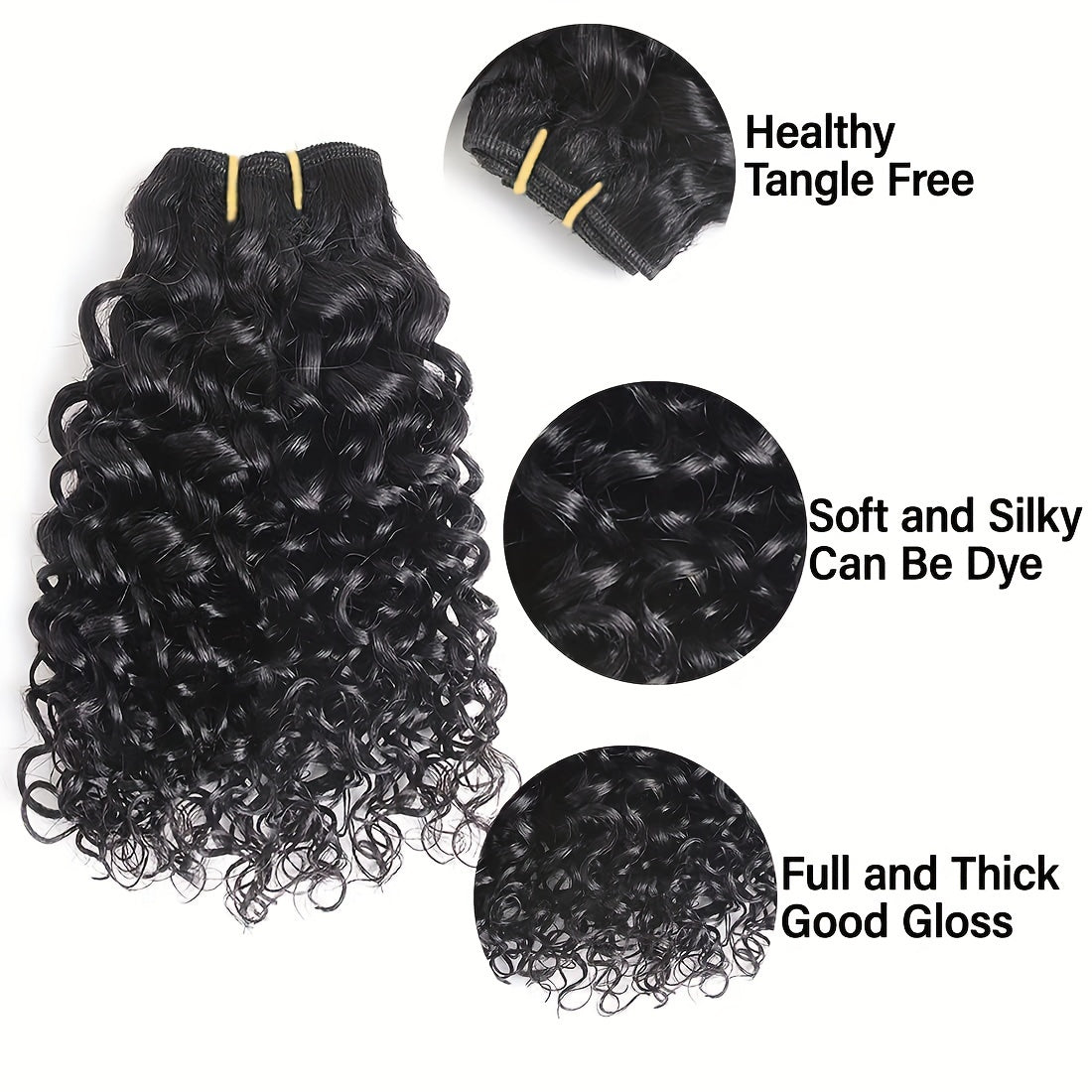 10A Water Wave Bundles with Closure Wet and Wavy Brazilian Virgin Human Hair 3 Bundles with 4x4 Lace Closure with Baby Hair Free Part 1B# Curly Wave Human Hair Extensions