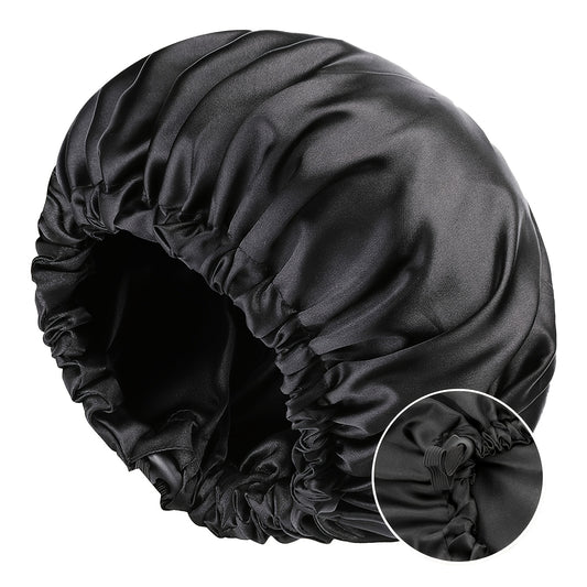[Satin Sleep Bonnet] Double Layer Satin Bonnet For Sleeping - Adjustable Bonnet For Curly Hair - Large Satin Lined Sleep Cap For Women
