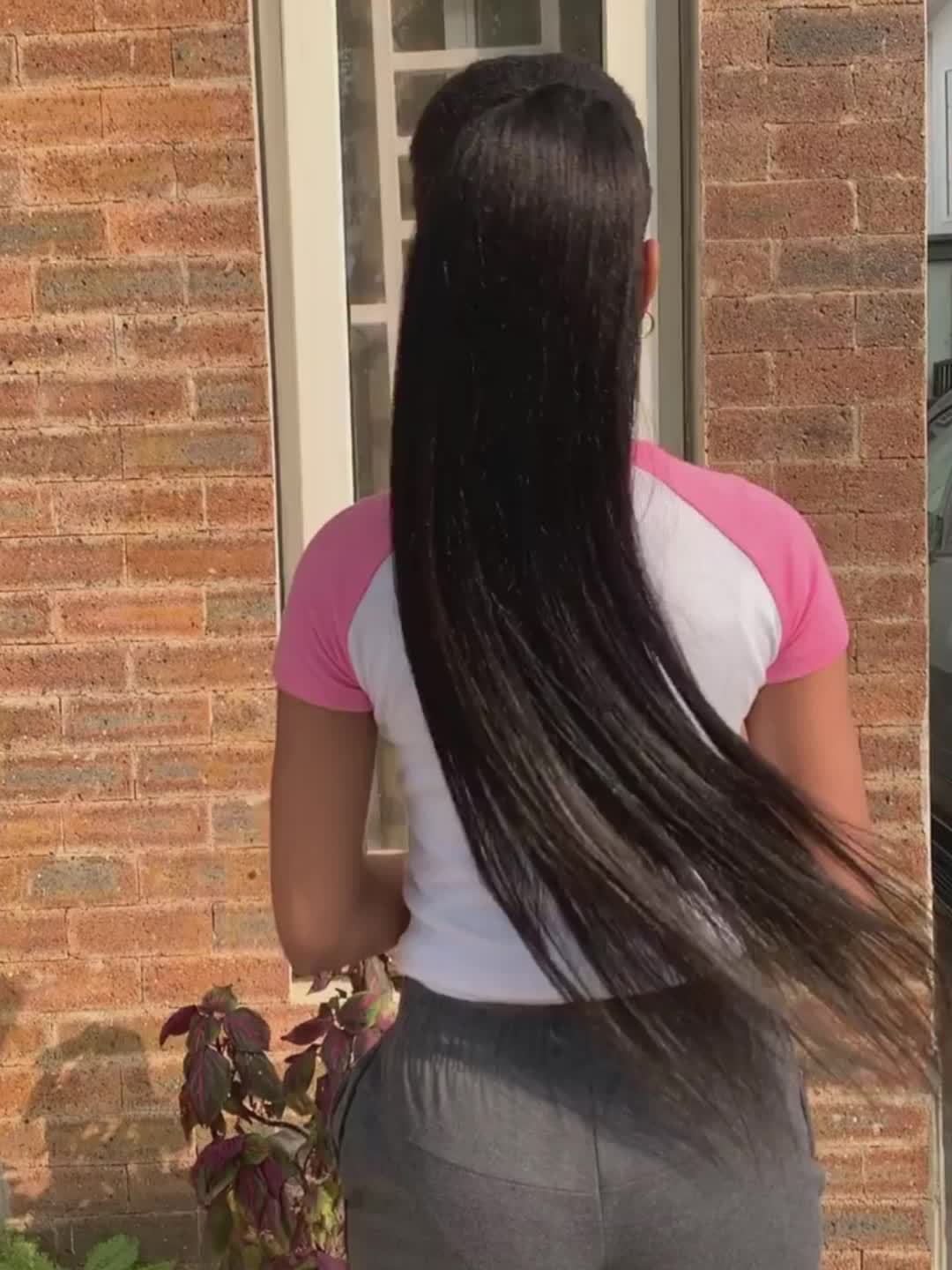 100% Human Hair Remy Straight Ponytail - Brazilian Drawstring Pony Tail Extensions 12-24 Inches Natural Hair