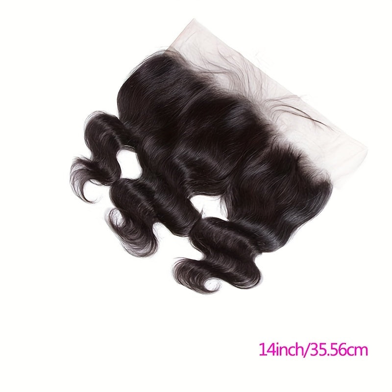 13 X 4 Lace Frontal Body Wave Ear To Ear Lace Frontal Human Hair, Straight 13x4 Lace Closure Pre Plucked Human Hair Free Part Closure Human Hair 150% Density Natural Black Color