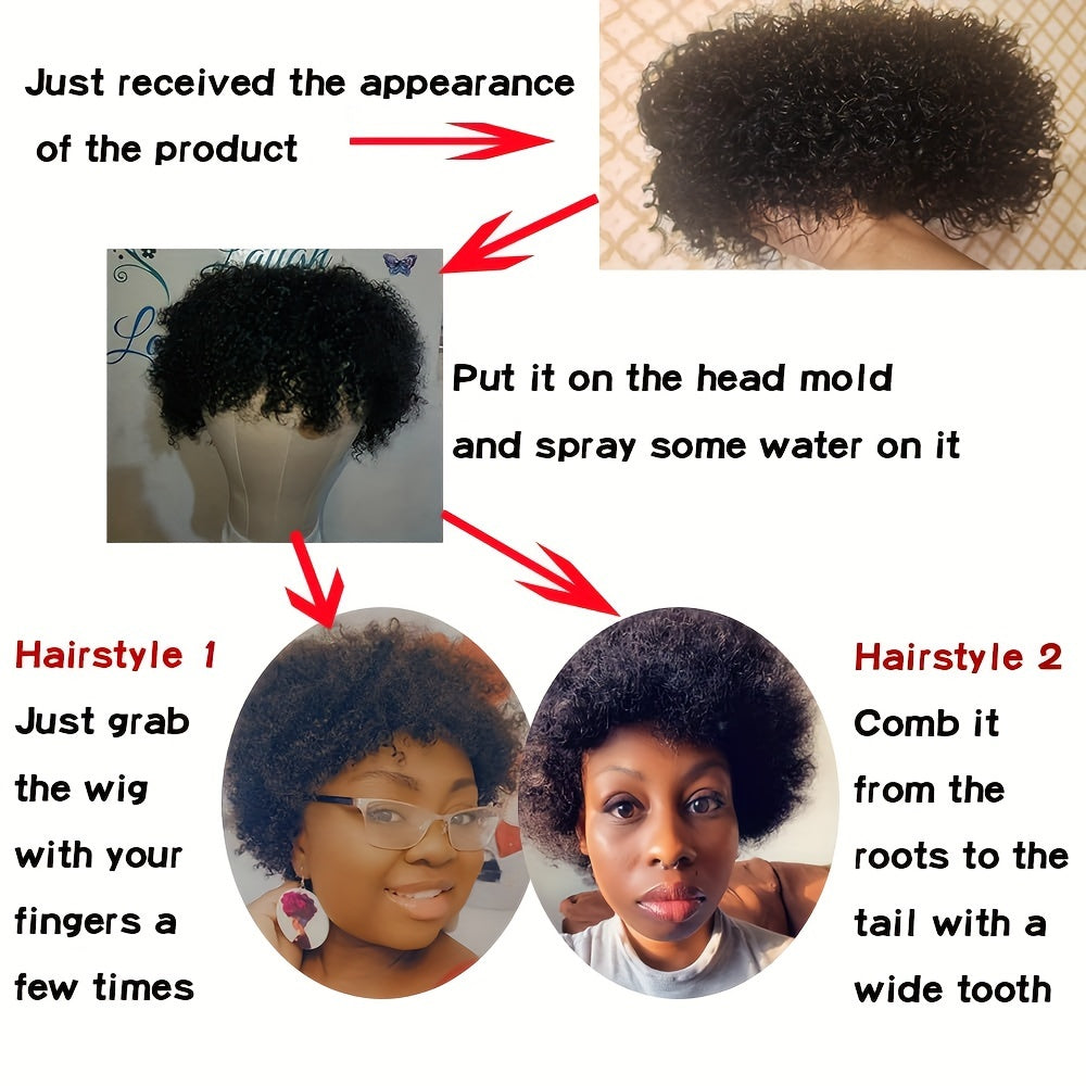 [70s Short Afro Wig Dark Blonde] Halloween Christmas Afro Wigs For Women Human Hair Wear And Go Glueless Wig 70s Short Afro Wigs Cosplay Or Daily Use Dark Blonde Afro Wig