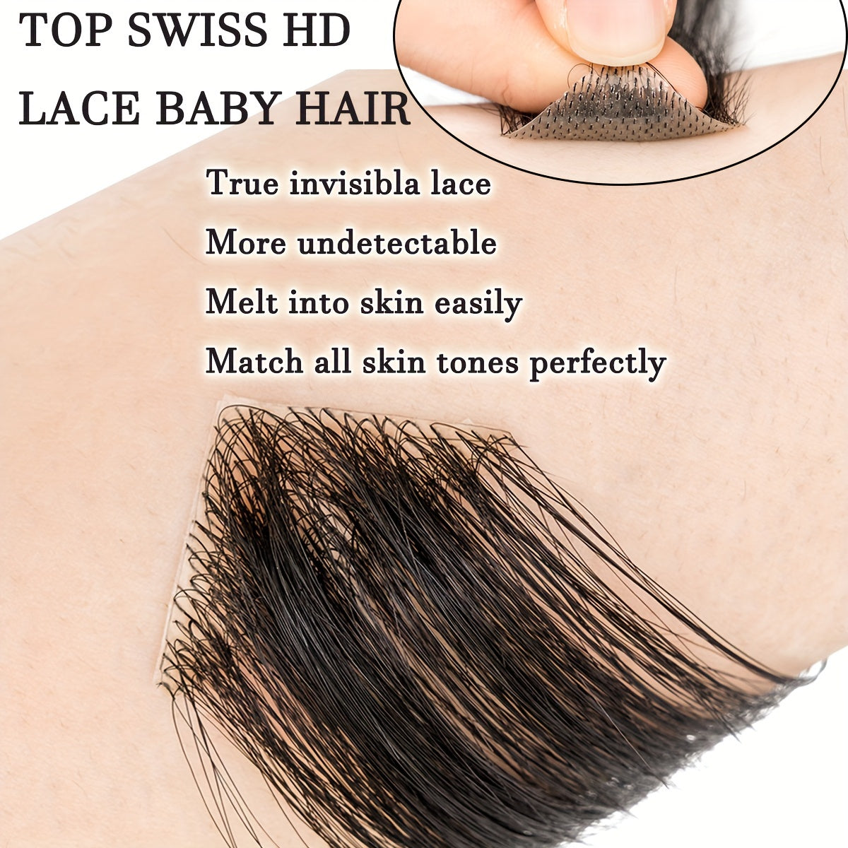 [Human Hair Hair Topper] 100% Real Human Hair Ultra-Thin Men's Hair Topper - Invisible Seamless Forehead Patch & Sideburns Toupee, Straight, Fit, Handcrafted, 1B Color