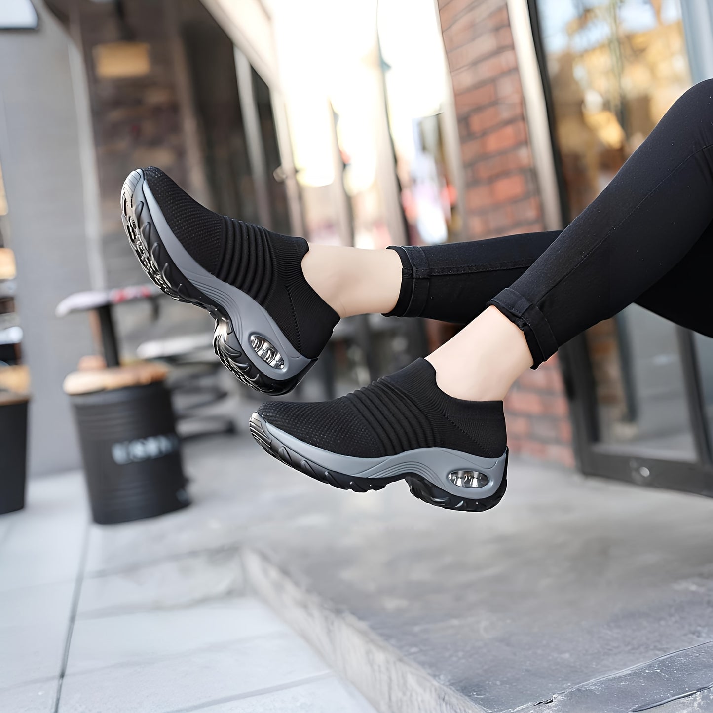 [Air Cushion Sole Sneakers] Lightweight Mesh Women's Air Cushion Sole Chunky Sneakers - Low Top Running Shoes - Women's Footwear