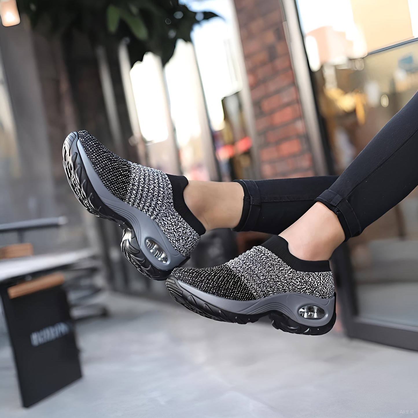 [Air Cushion Sole Sneakers] Lightweight Mesh Women's Air Cushion Sole Chunky Sneakers - Low Top Running Shoes - Women's Footwear