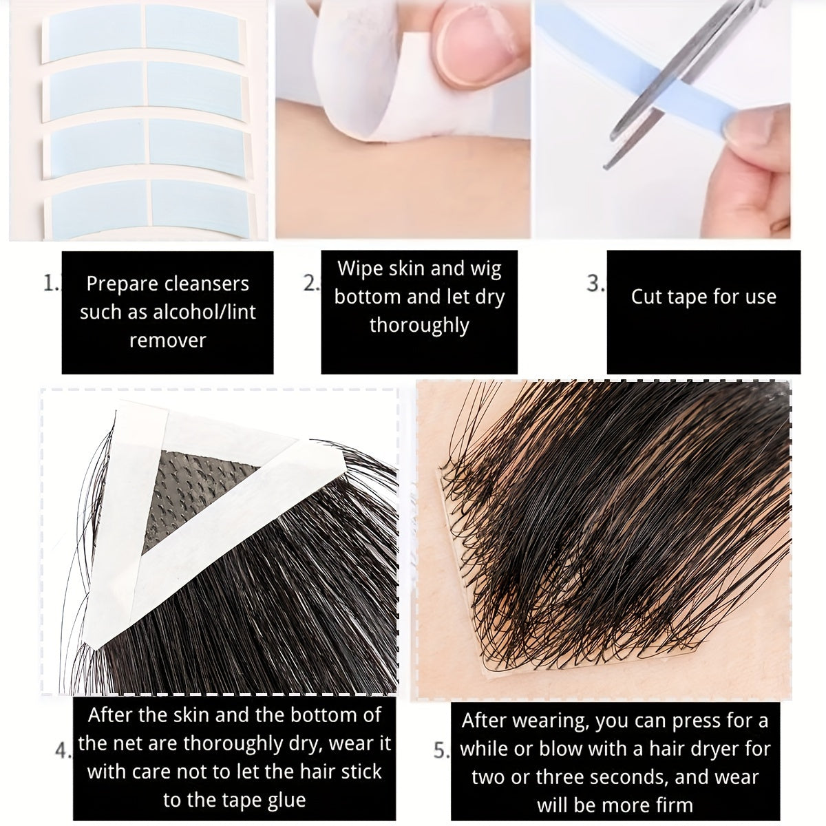 [Human Hair Hair Topper] 100% Real Human Hair Ultra-Thin Men's Hair Topper - Invisible Seamless Forehead Patch & Sideburns Toupee, Straight, Fit, Handcrafted, 1B Color