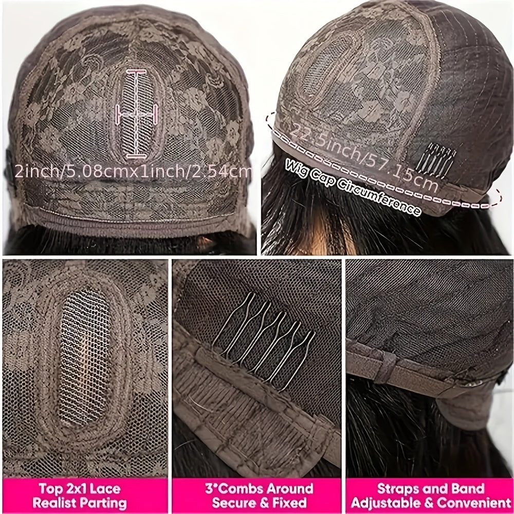 [180% Density HD Lace Bob] Straight Natural Scalp Raw Human Hair Glueless HD 2x1 Lace Bob With Bang Glueless Wigs 180% Density HD Lace Bob With Bang Natural Color