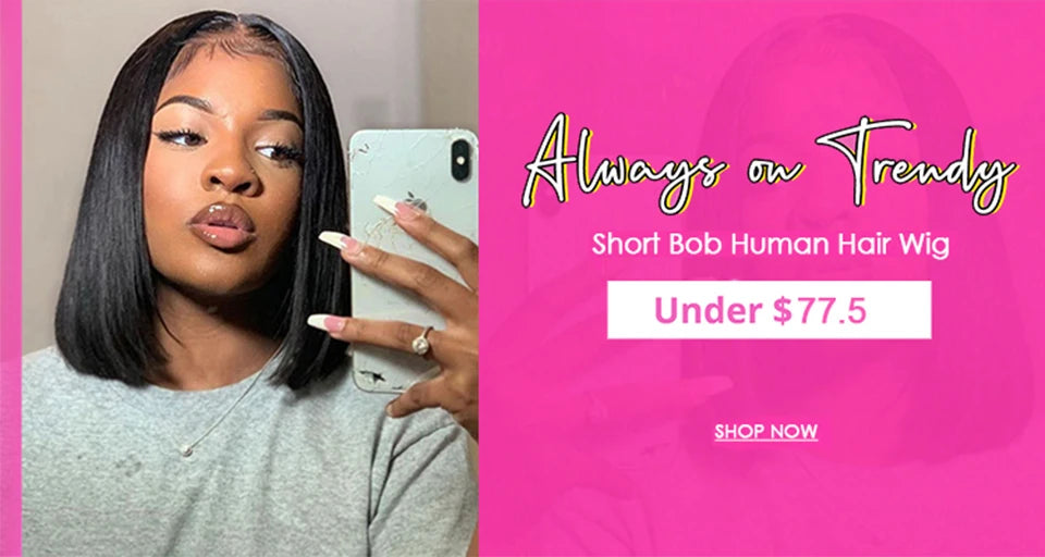 Short Straight Bob Wig With Bangs Brazilian Human Hair Bob Wigs Remy Full Machine Made Wig for Women Non Lace Glueless Bob Wig