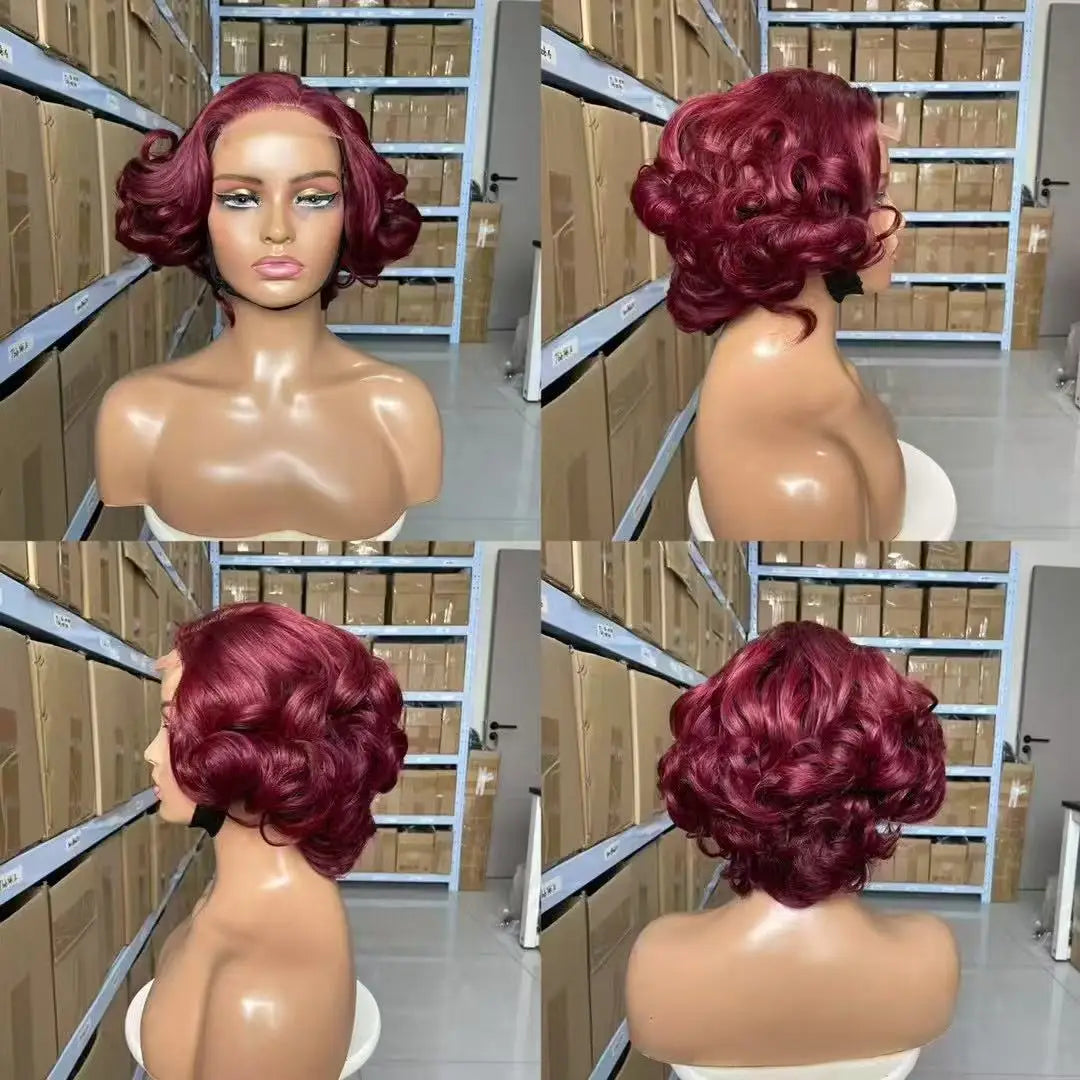 Ombre Chotolate brown Loose Bouncy Wave 4x4 HD Lace Closure Human hair Wigs 100% Vietnamese Hair Wear and Go Glueless Curly Wig