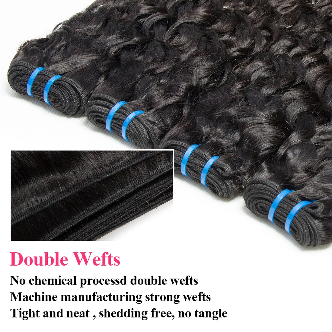 100% Human Hair Bundles 12A Unprocessed Water Wave Bundles Human Hair Weaving Maxine Wet and Wavy Curly Hair Bundles Extensions