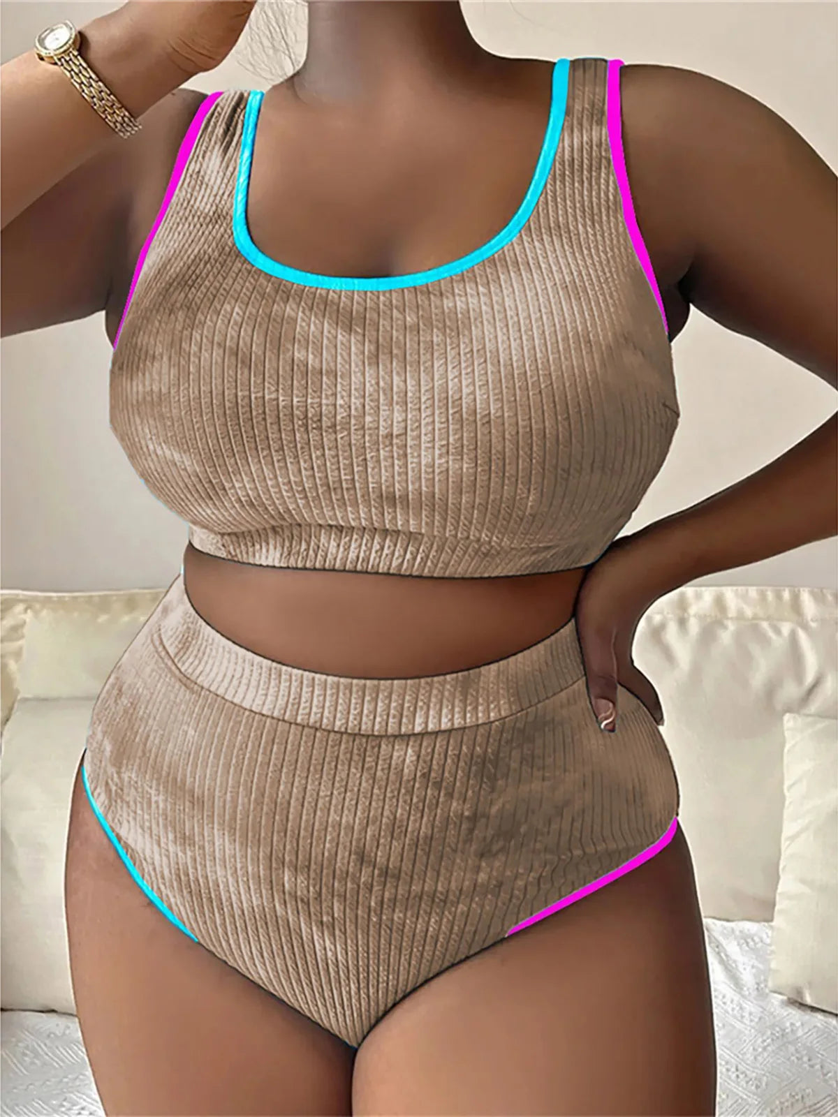 0XL - 4XL New Tie Dye Bikini Large Size Swimwear Plus Size Women Swimsuit Female Two-pieces Bikini set Bather Bathing Suit K5948