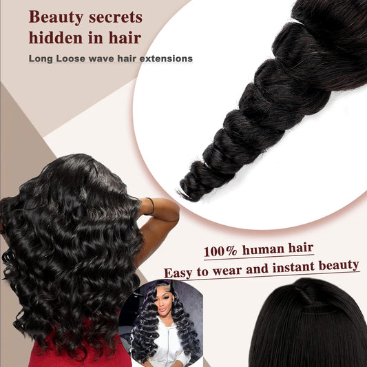 100% Brazilian Human Hair Bundles  Loose Wave 10-26 Inch Raw Hair Extensions  Weft Deals for Women Body Wave Natural