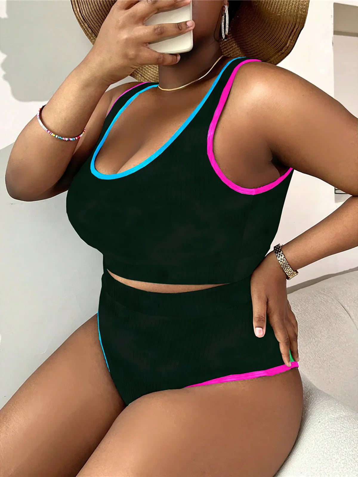 0XL - 4XL New Tie Dye Bikini Large Size Swimwear Plus Size Women Swimsuit Female Two-pieces Bikini set Bather Bathing Suit K5948