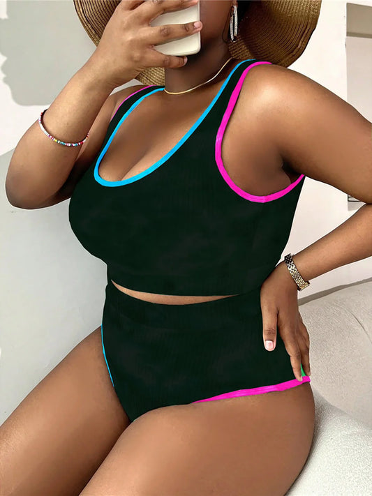 0XL - 4XL New Tie Dye Bikini Large Size Swimwear Plus Size Women Swimsuit Female Two-pieces Bikini set Bather Bathing Suit K5948