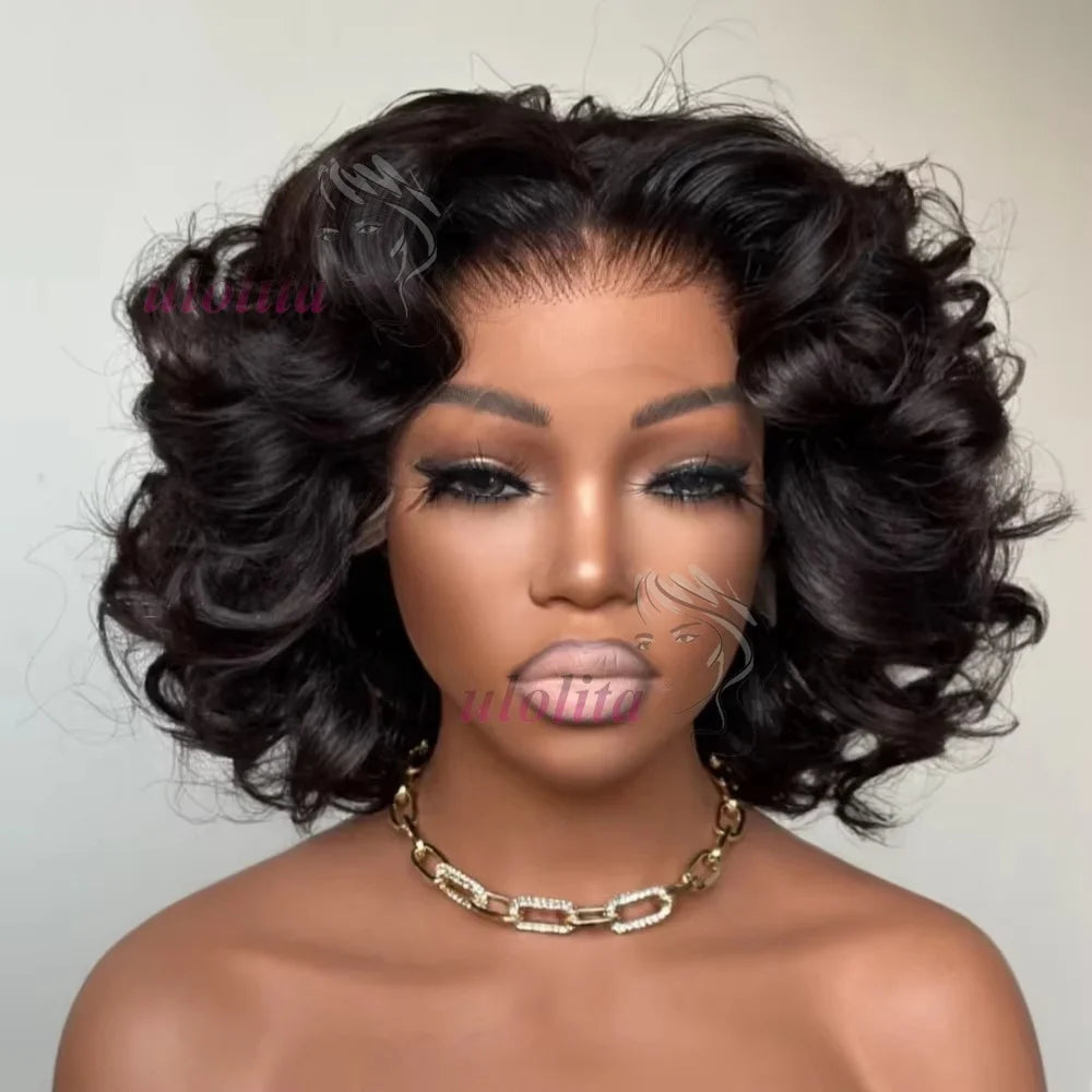 Ombre Chotolate brown Loose Bouncy Wave 4x4 HD Lace Closure Human hair Wigs 100% Vietnamese Hair Wear and Go Glueless Curly Wig
