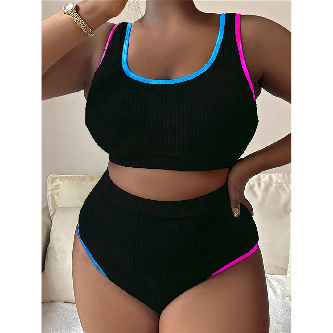 0XL - 4XL New Tie Dye Bikini Large Size Swimwear Plus Size Women Swimsuit Female Two-pieces Bikini set Bather Bathing Suit K5948