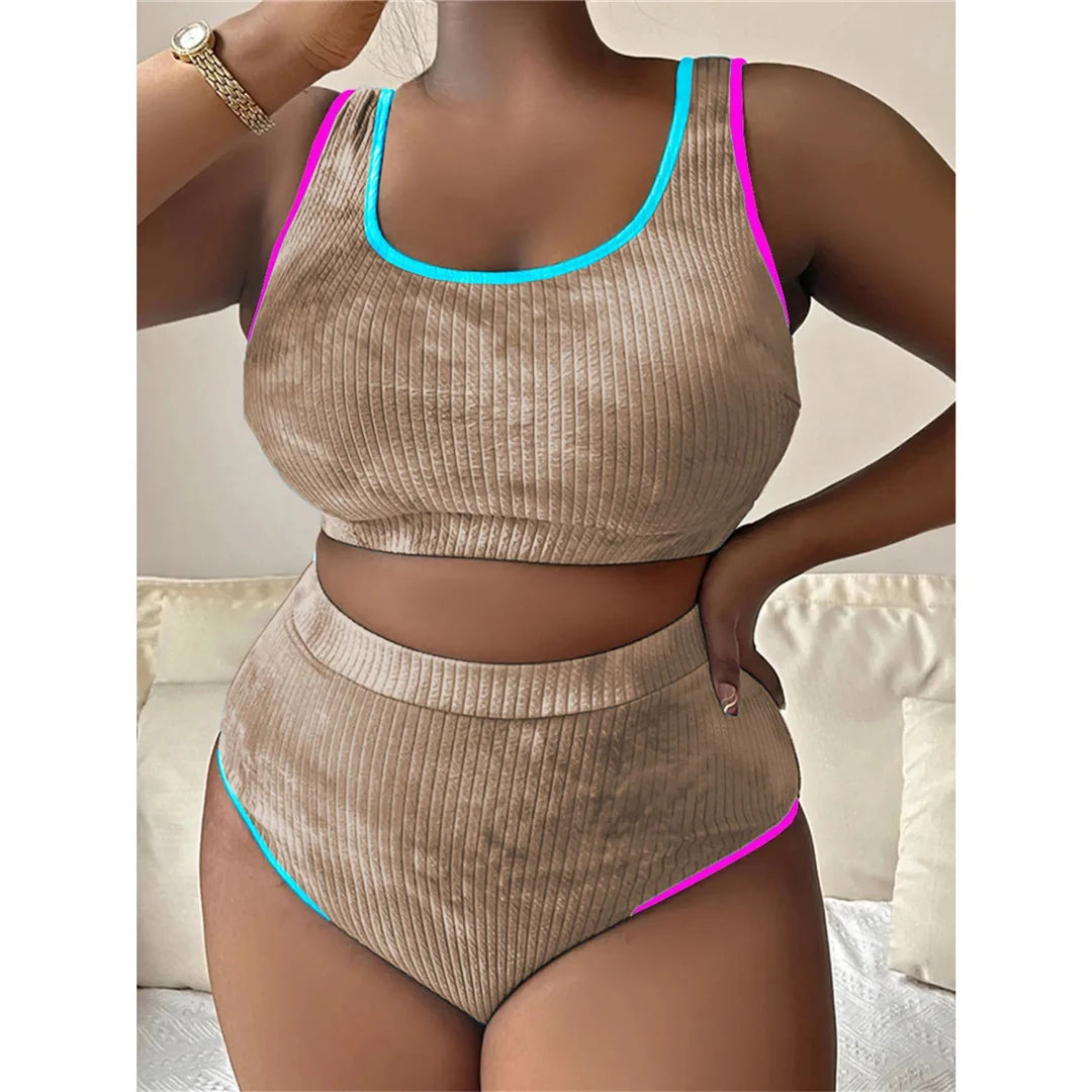 0XL - 4XL New Tie Dye Bikini Large Size Swimwear Plus Size Women Swimsuit Female Two-pieces Bikini set Bather Bathing Suit K5948