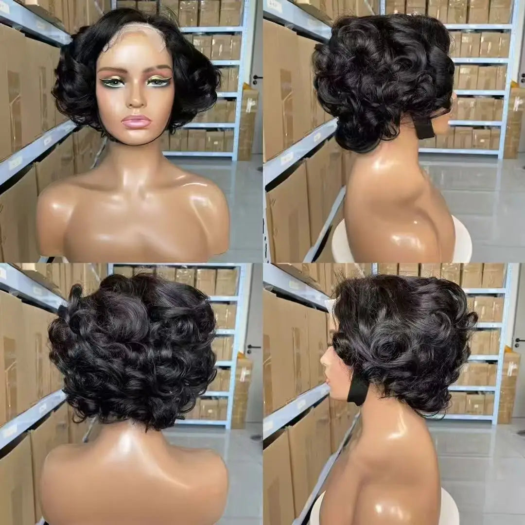 Ombre Chotolate brown Loose Bouncy Wave 4x4 HD Lace Closure Human hair Wigs 100% Vietnamese Hair Wear and Go Glueless Curly Wig