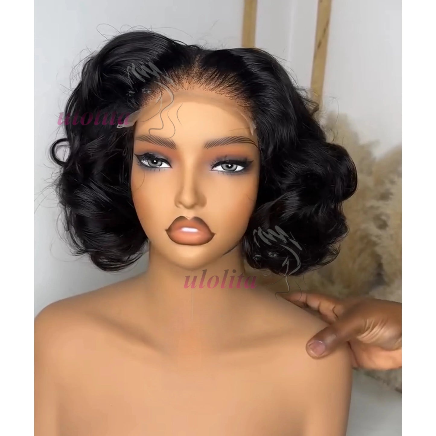 Ombre Chotolate brown Loose Bouncy Wave 4x4 HD Lace Closure Human hair Wigs 100% Vietnamese Hair Wear and Go Glueless Curly Wig
