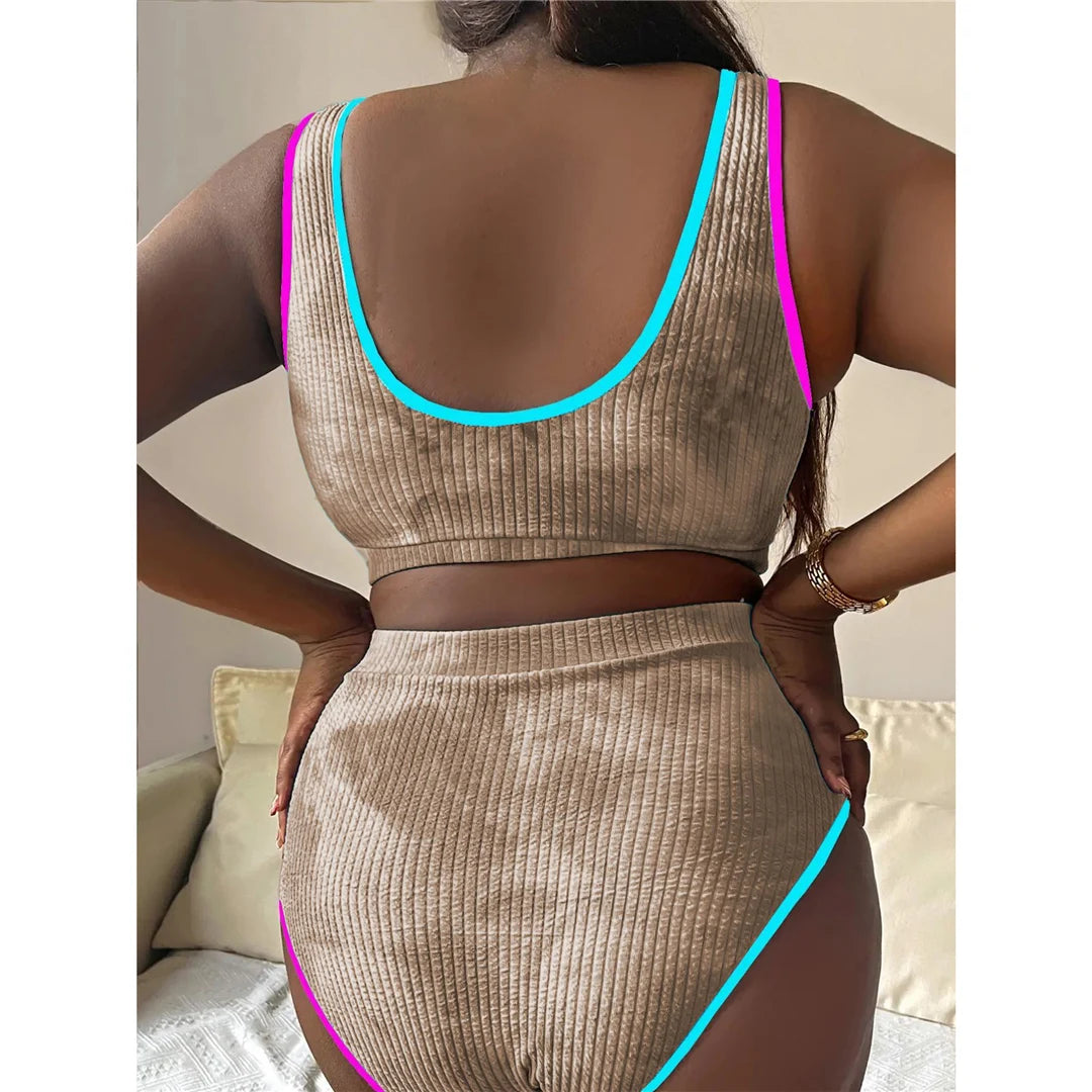0XL - 4XL New Tie Dye Bikini Large Size Swimwear Plus Size Women Swimsuit Female Two-pieces Bikini set Bather Bathing Suit K5948